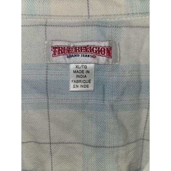True Religion Womens XL Blue Plaid Sleeveless Western Button Down Shirt Top - Picture 3 of 4